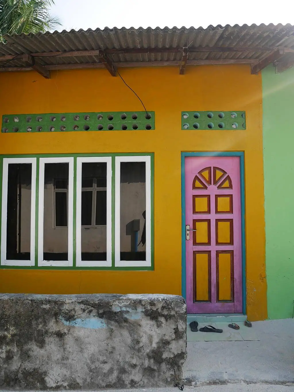 Orange and pink house, Gaafaru, Maldives | Laugh Travel Eat