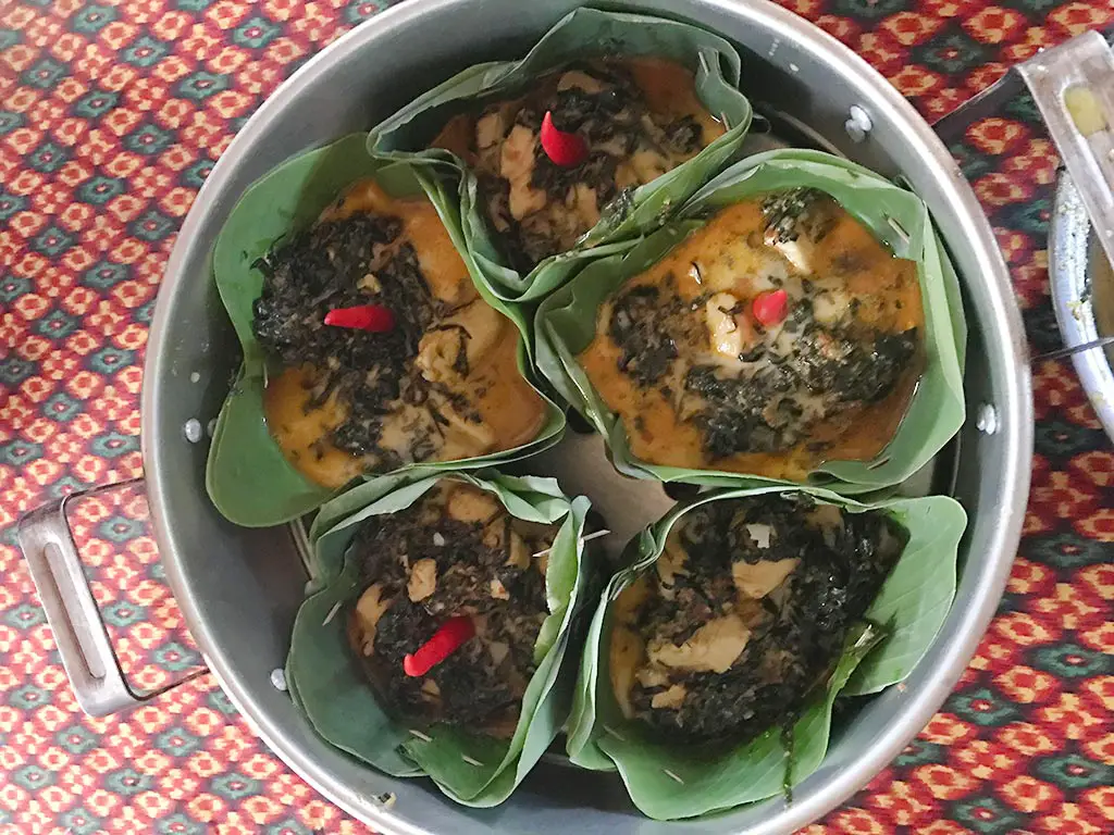 Chicken Amok, siem reap countryside cooking class, Cambodia | Laugh Travel EAt