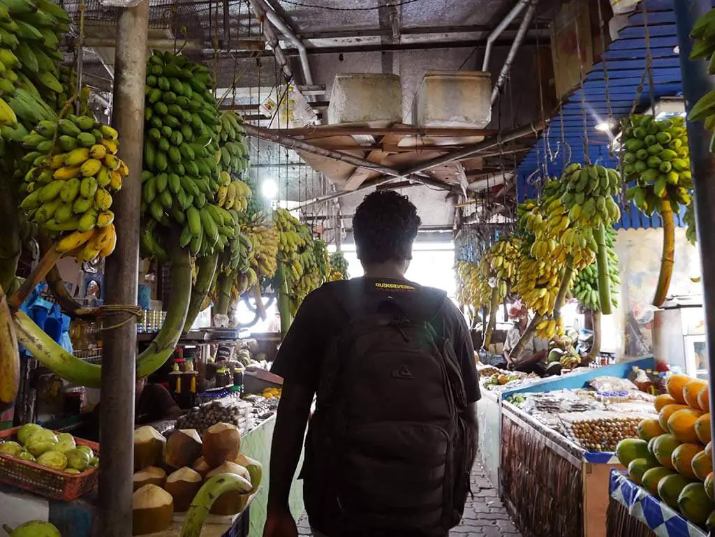 inside the travelers market with fruits in Male, Maldives | Laugh Travel Eat