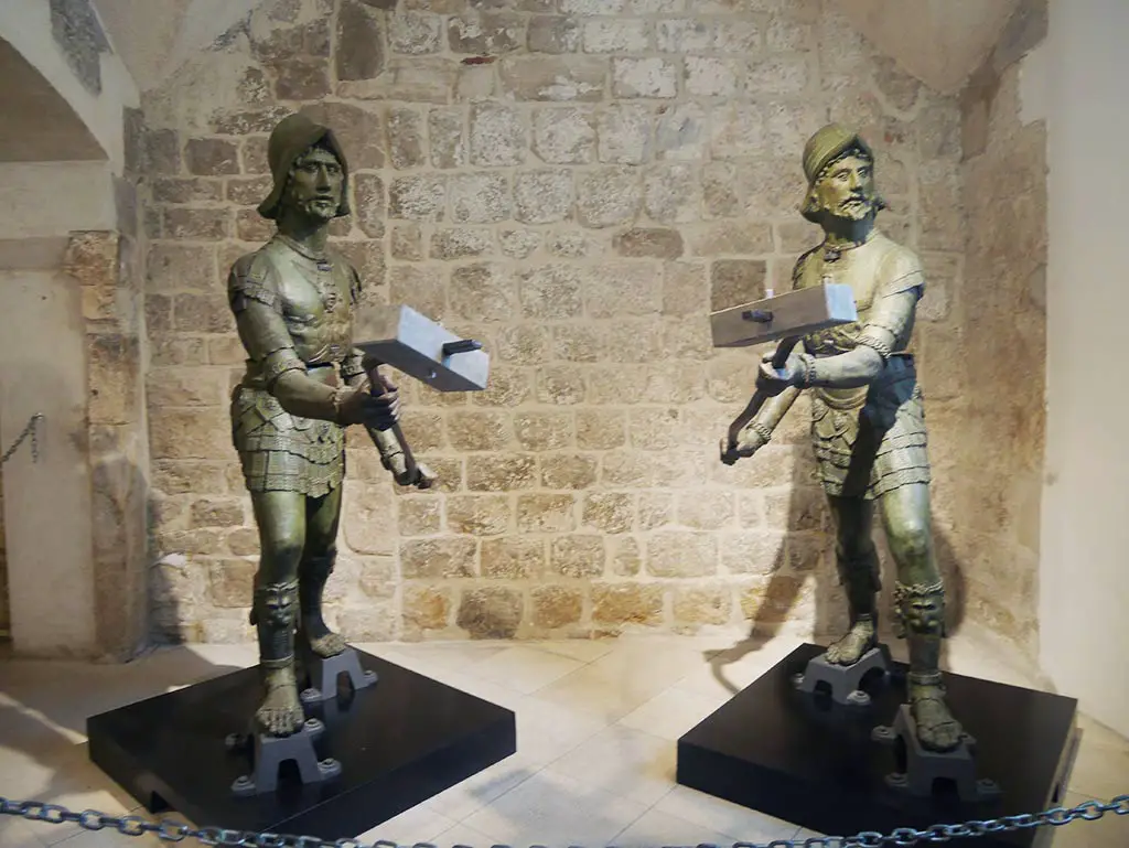 bronze twin statues for bell tower in rectors palace dubrovnik, croatia | Laugh Travel Eat