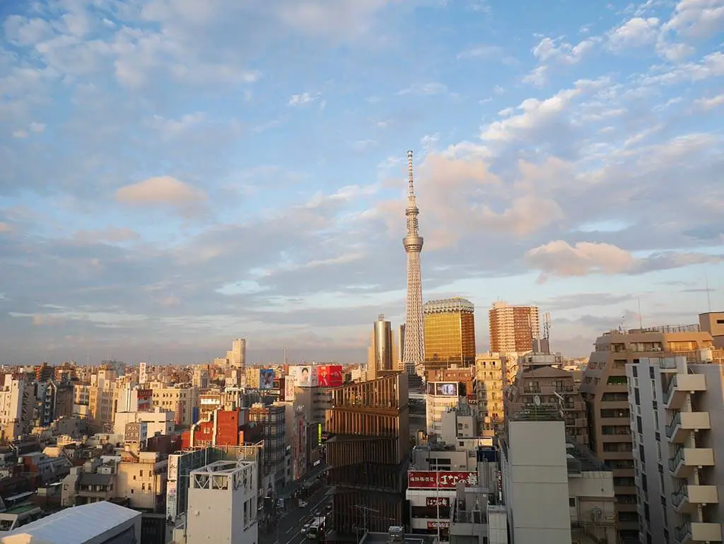 The view of Asakusa from my hotel room at The Gate Hotel Kaminarimon, Asakusa, Taito, Tokyo, Japan