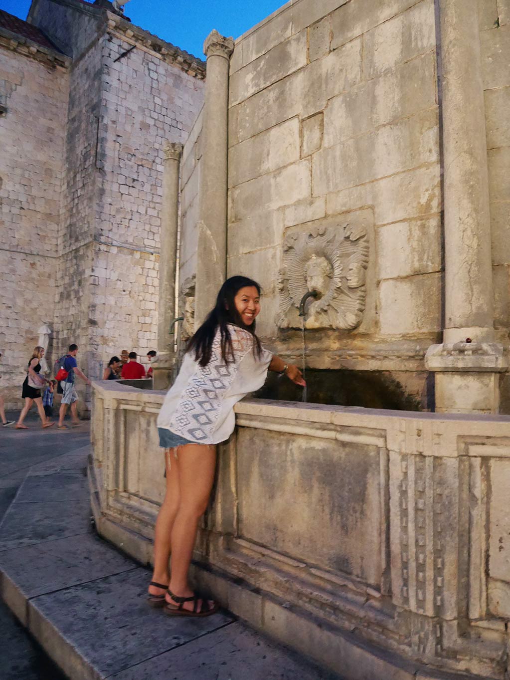 onofrio's fountain with me at night dubrovnik, croatia | Laugh Travel Eat