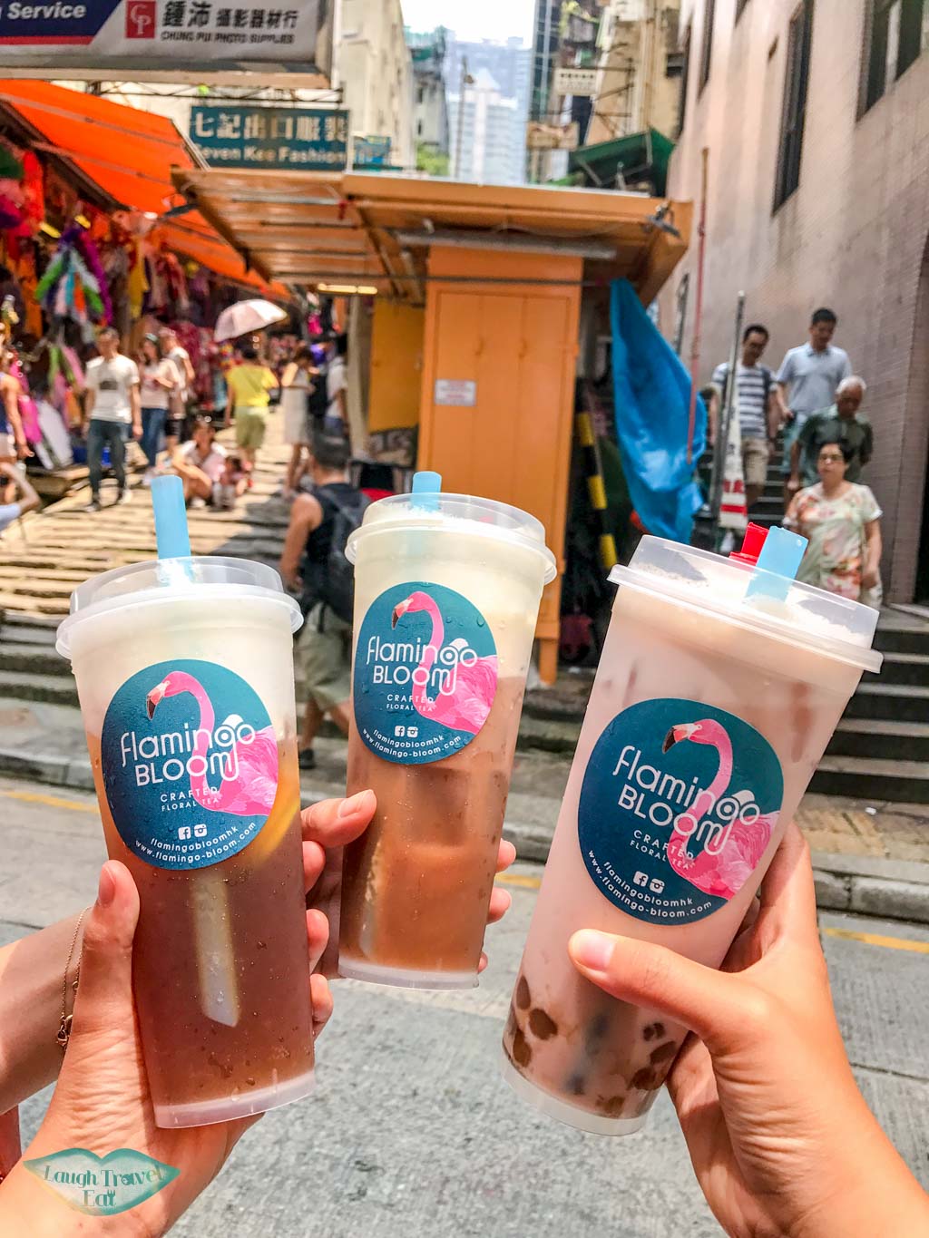 bubble tea trio flamingo bloom hong kong - Laugh Travel