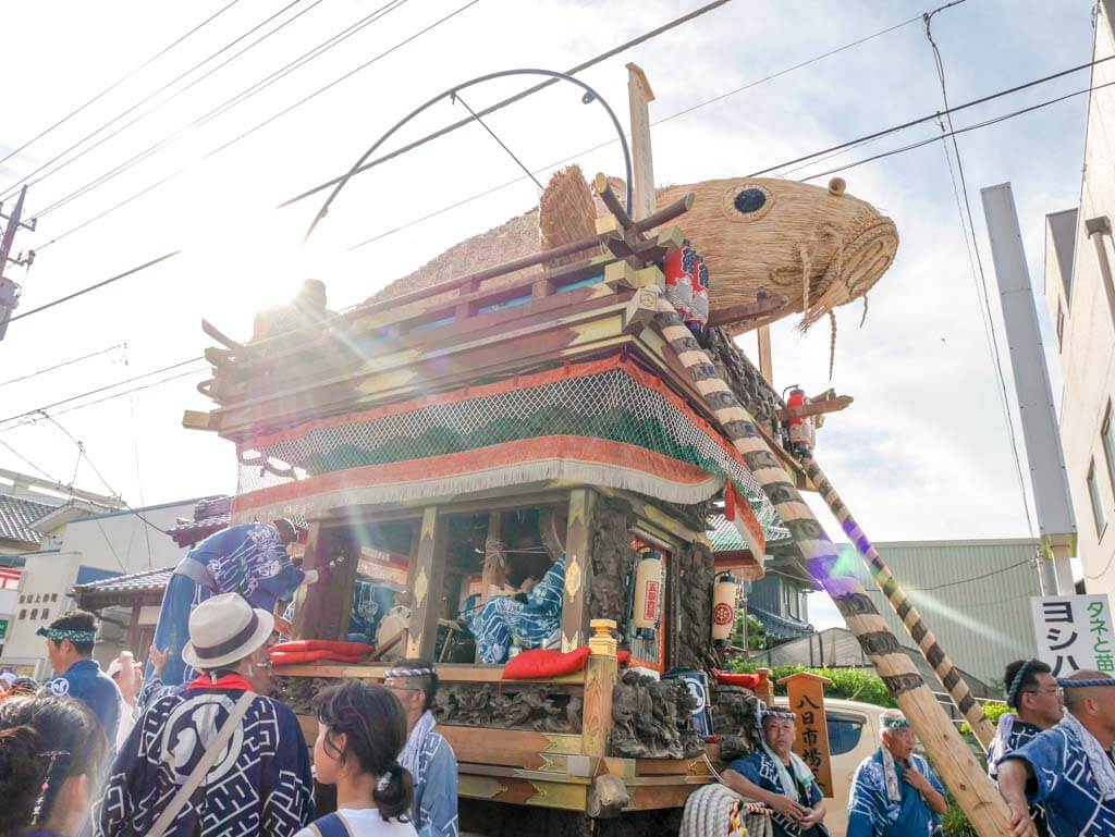 fish float at grand sawara festival chita japan