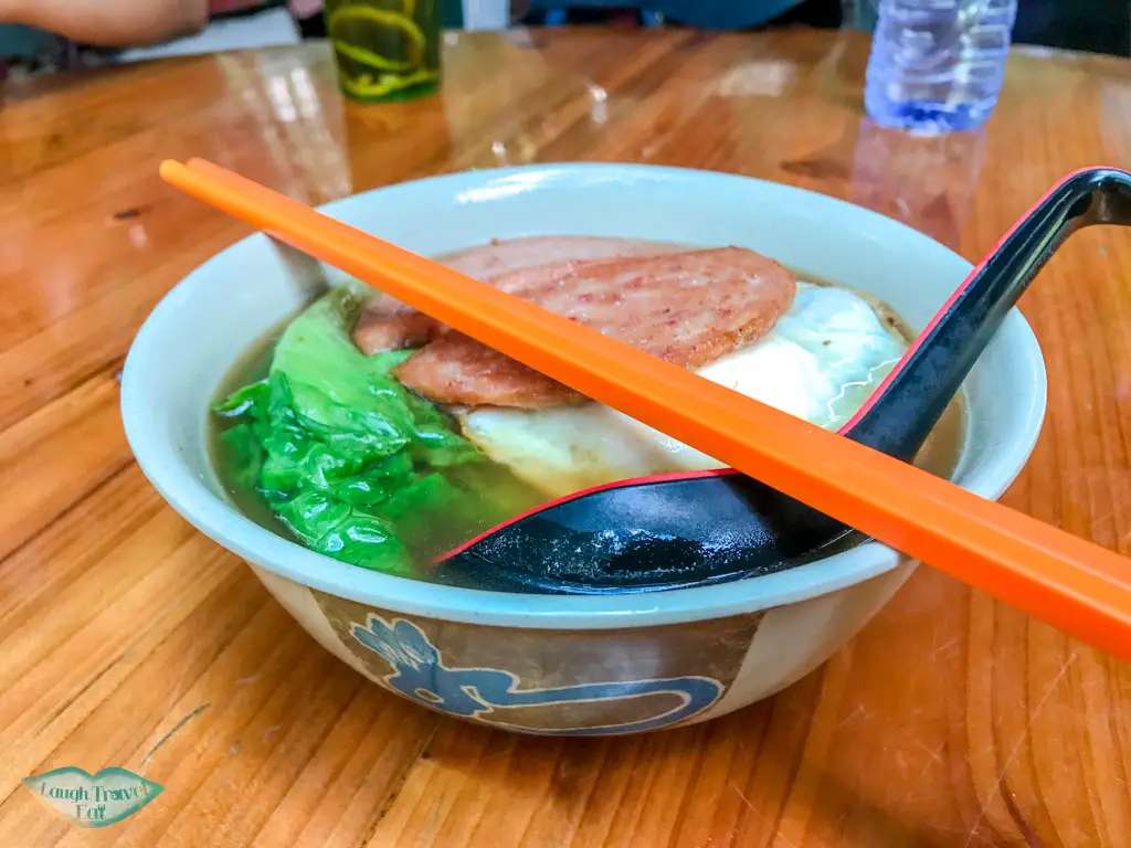 typical hong kong cafe store spam and egg noodles tung ping chau hong kong - Laugh Travel Eat