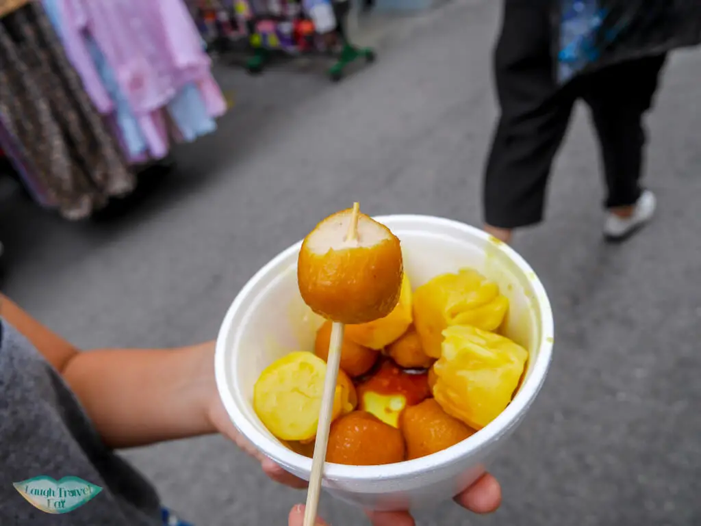 bowl of fishballs and sai mai fa yuen street Mongkok Hong Kong - Laugh Travel Eat