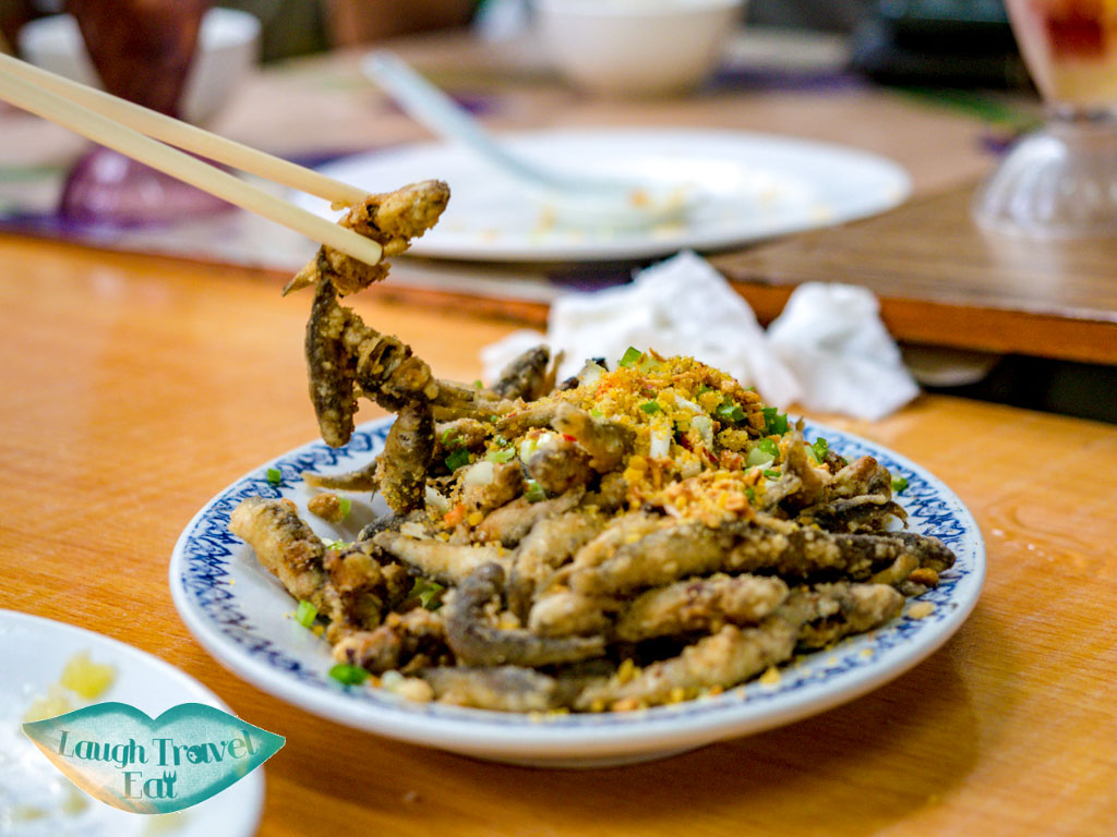 fried silver fishes at ping chau store tung ping chau hong kong - laugh travel eat