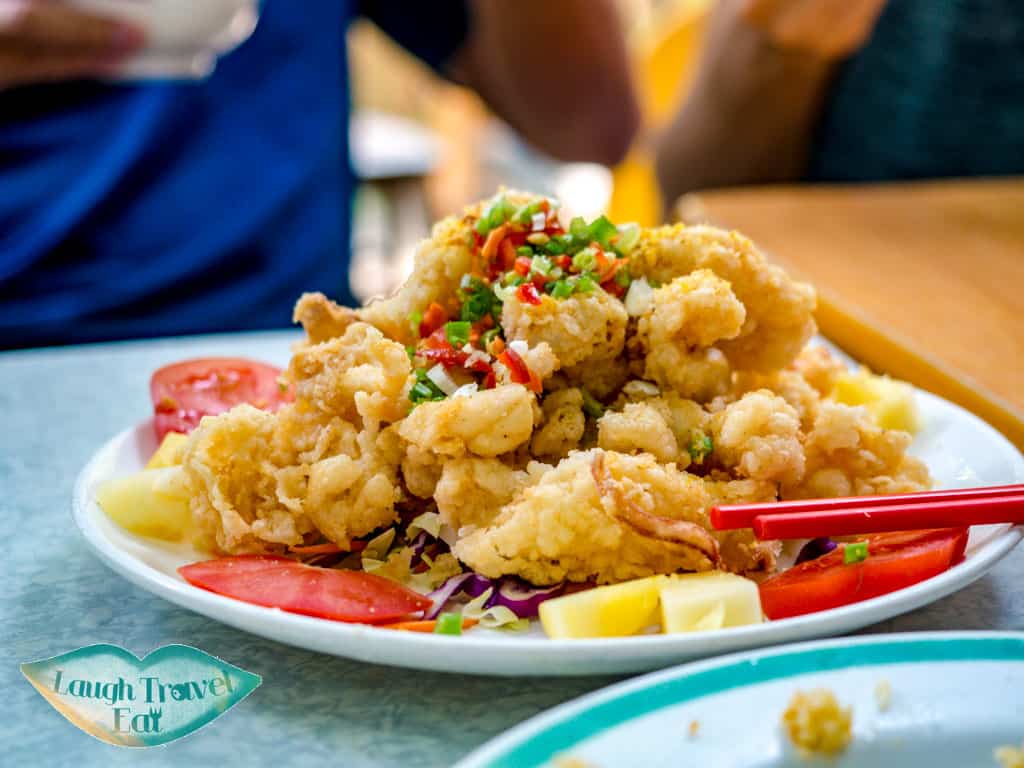 fried squid at ping chau store tung ping chau hong kong - laugh travel eat