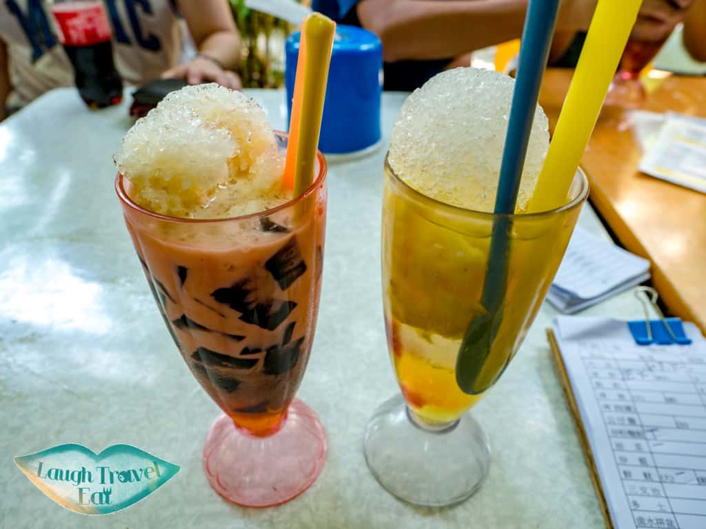 grass jelly and pineapple drinks at ping chau store tung ping chau hong kong - laugh travel eat