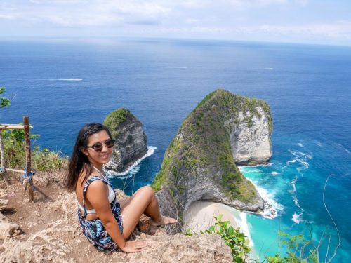 me at kelingking beach nusa penida bali inonesia - laugh traveleat