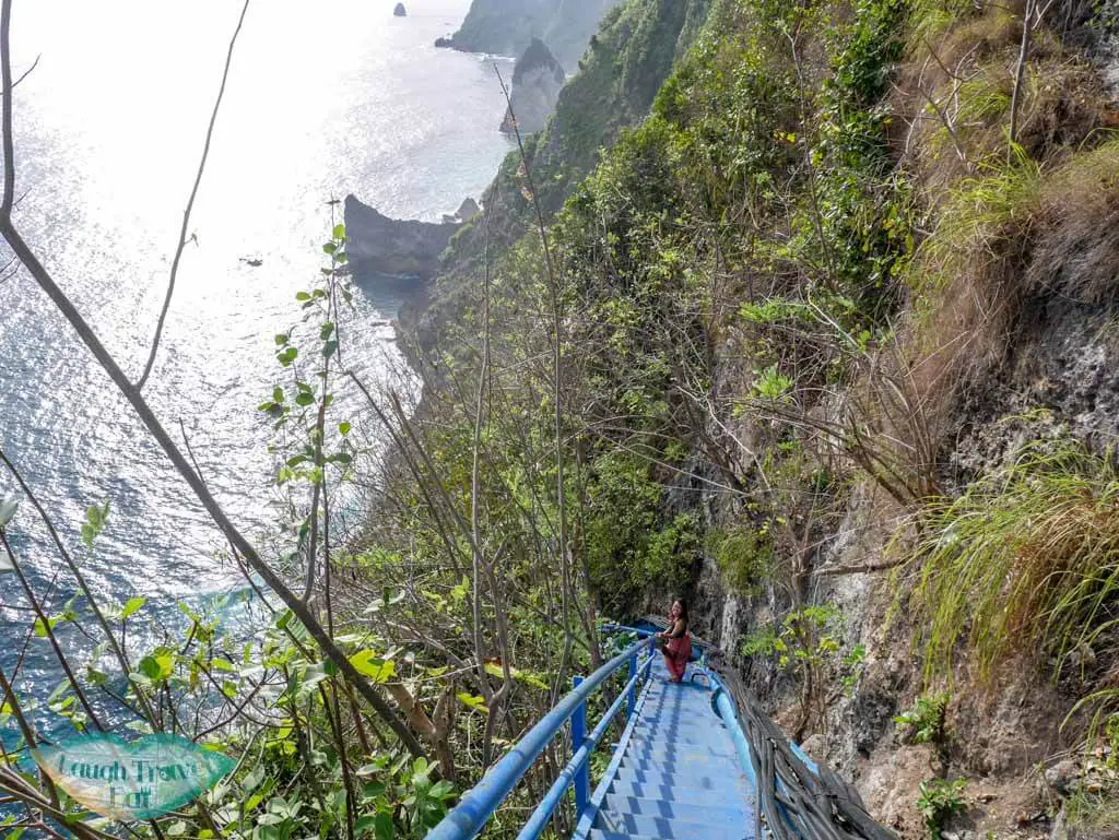 staircase down to Peguyangan waterfall Nusa Penida Bali Indonesia - Laugh Travel Eat