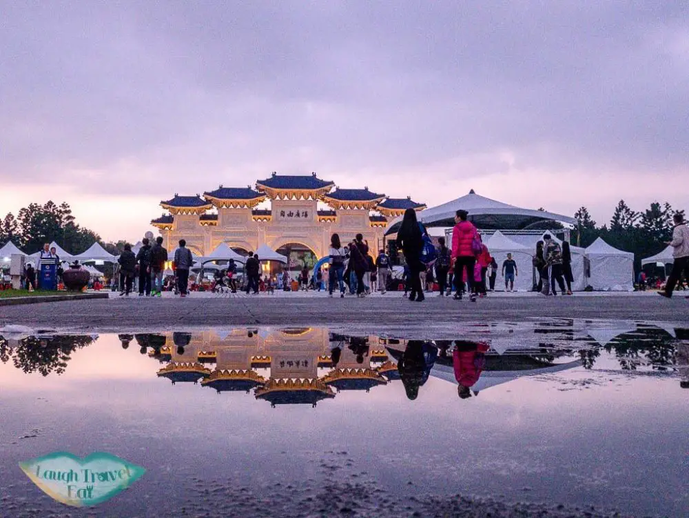 sunset at freedom square taipei taiwan - laugh travel eat
