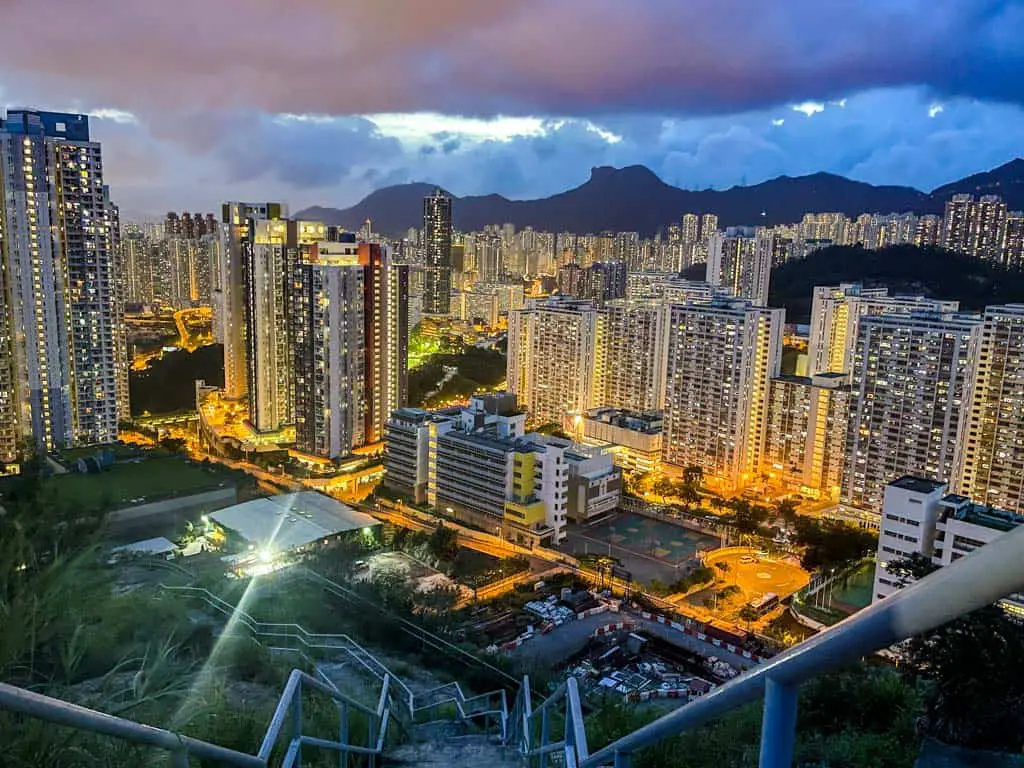 nightview lion rock from ping shan kowloon bay hong kong - Laugh Travel Eat