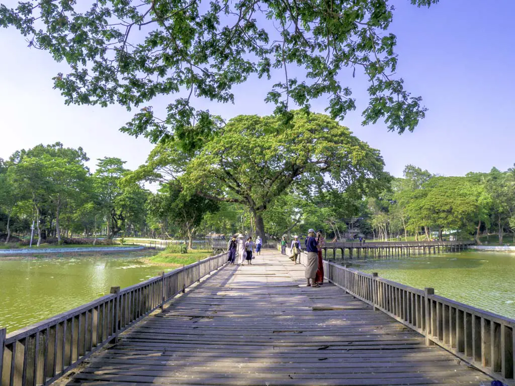 broad walk in park on Kandwagyi lake yangon myanmar - laugh travel eat