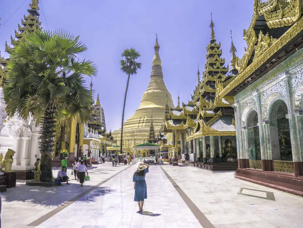 me at shwedagon pagoda yangon myanmar - laugh travel eat