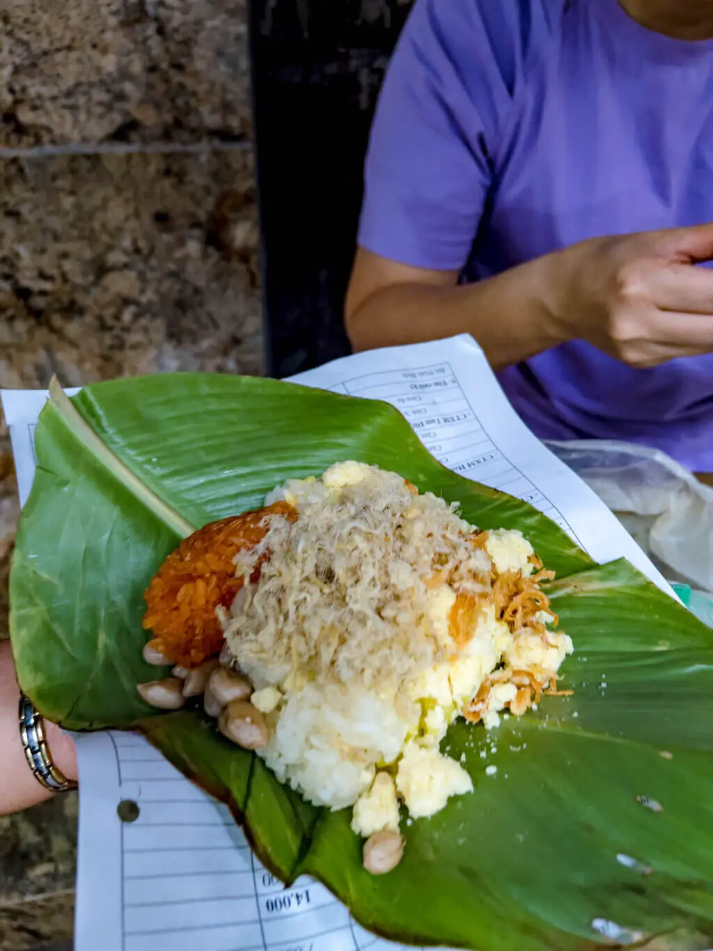xoi sticky rice breakfast at local market a chef's tour Hanoi Vietnam - laugh travel eat