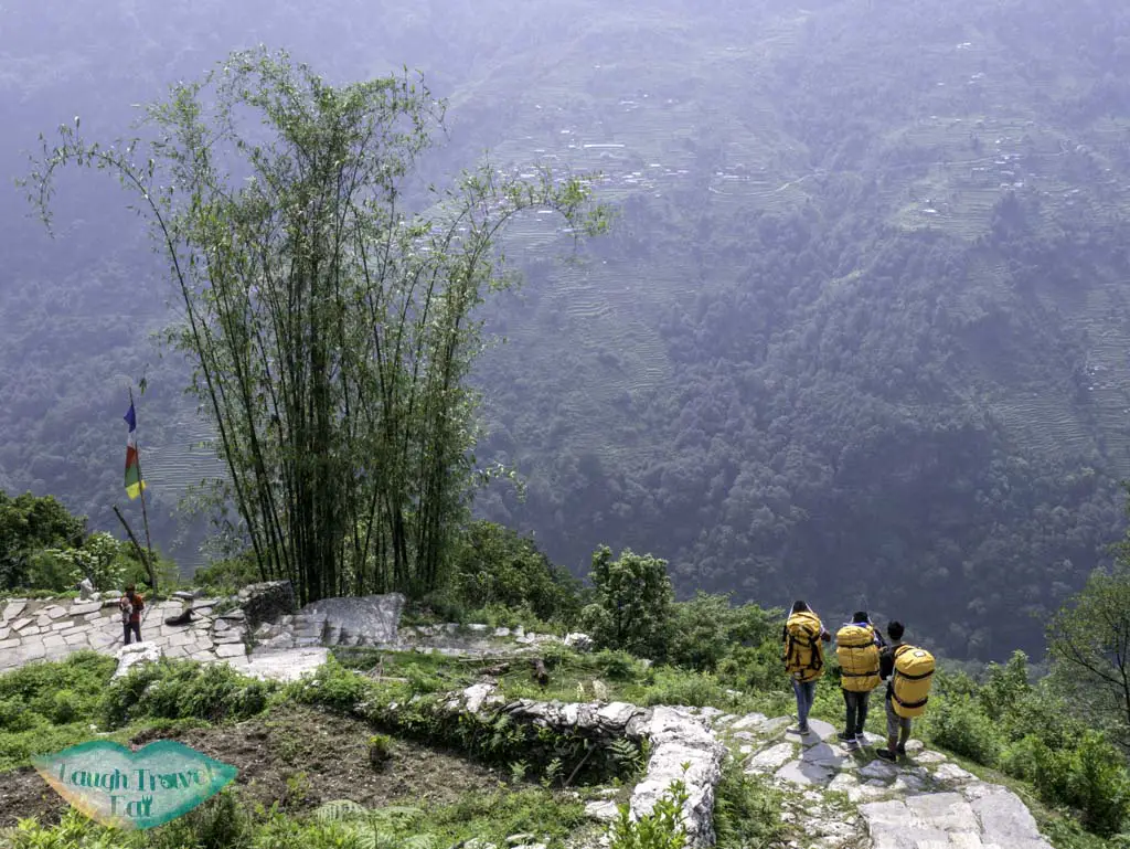 Going-downhill-from-Ghandruk-Poon-Hill-Trek-Annapurna-Conservation-Area-Nepal-laugh-travel-eat
