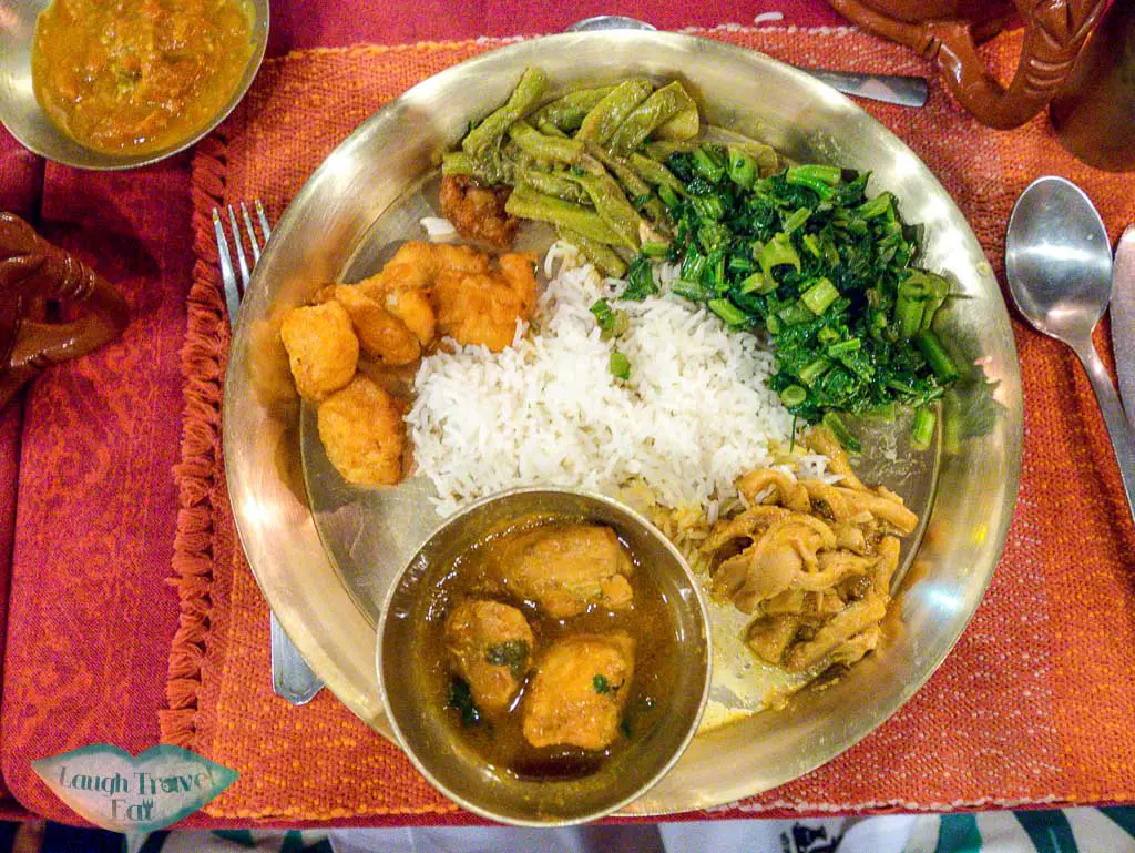 dal-bhat-at-Bhojan-Griha-Kathmandu-Nepal-Laugh-Travel-Eat