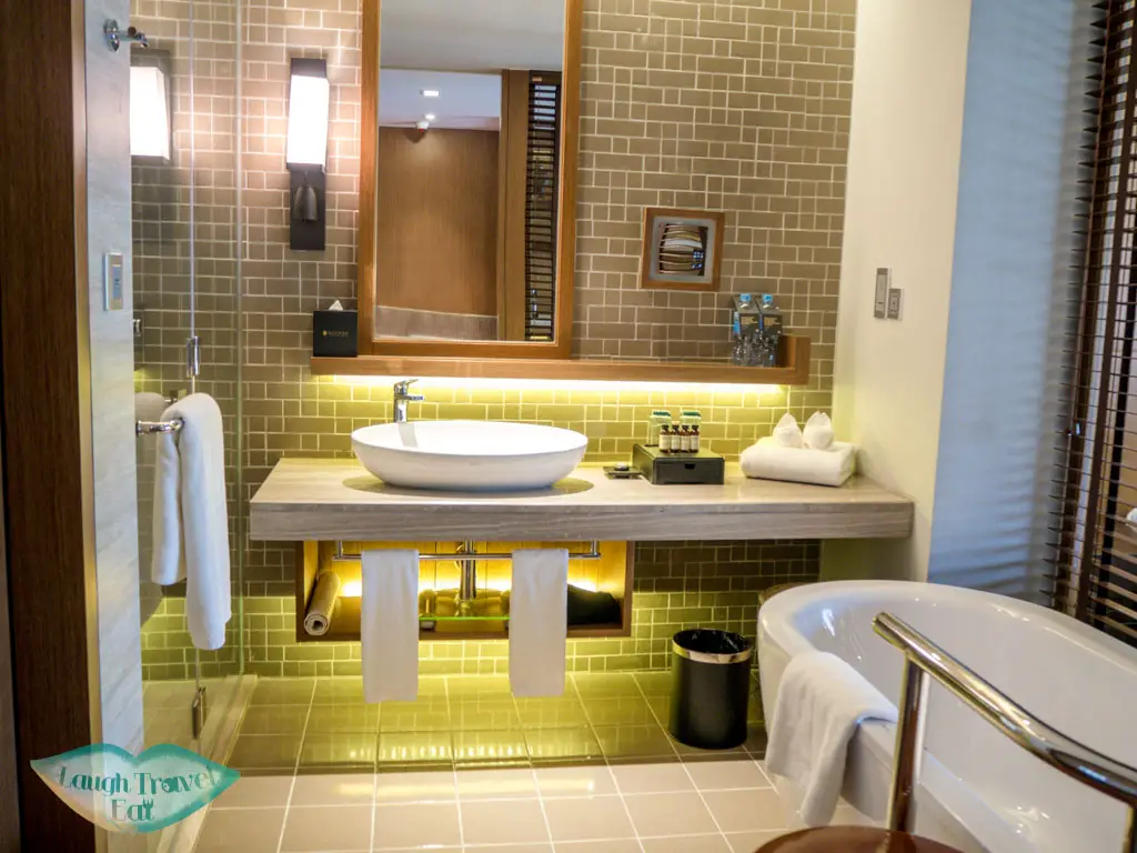 deluxe room bathroom pullman luang prabang laos - laugh travel eat