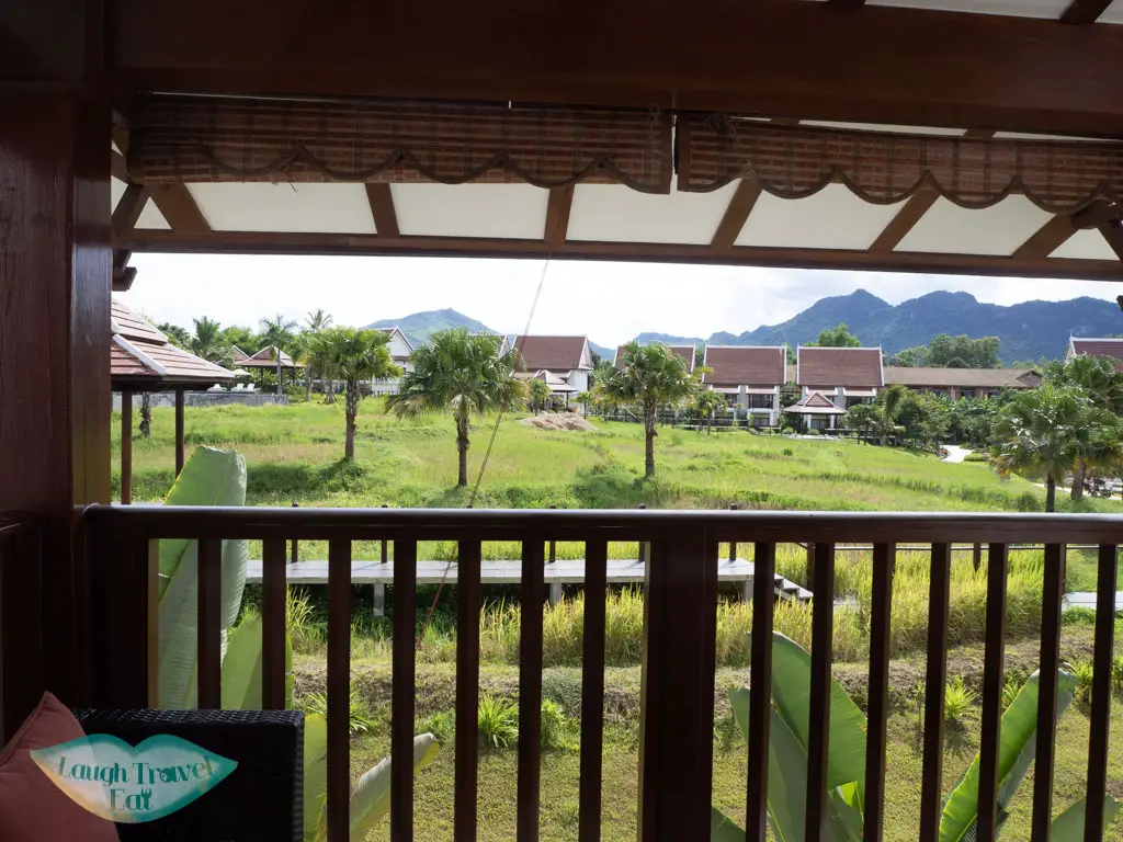 balcony overlooking the rice paddies pullman luang prabang laos - laugh travel eat