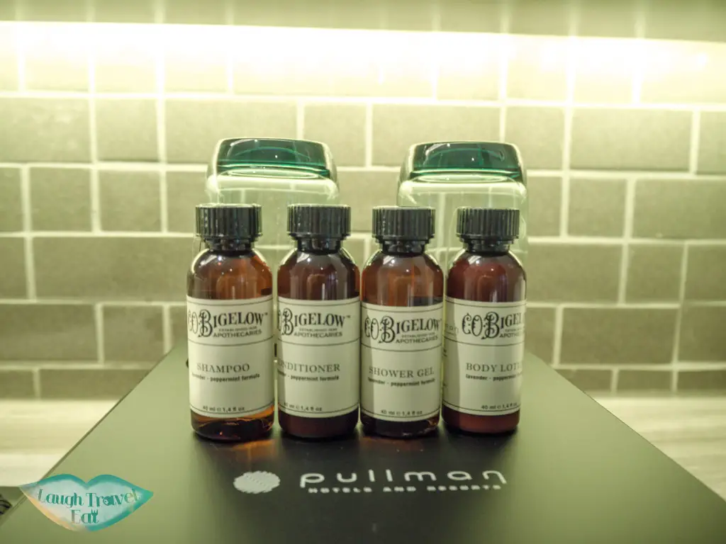 toiletries in bathroom pullman laung prabang laos - laugh travel eat