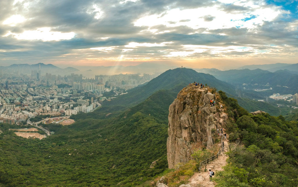 drone shot of lion rock head lion rock hike - laugh travel eat