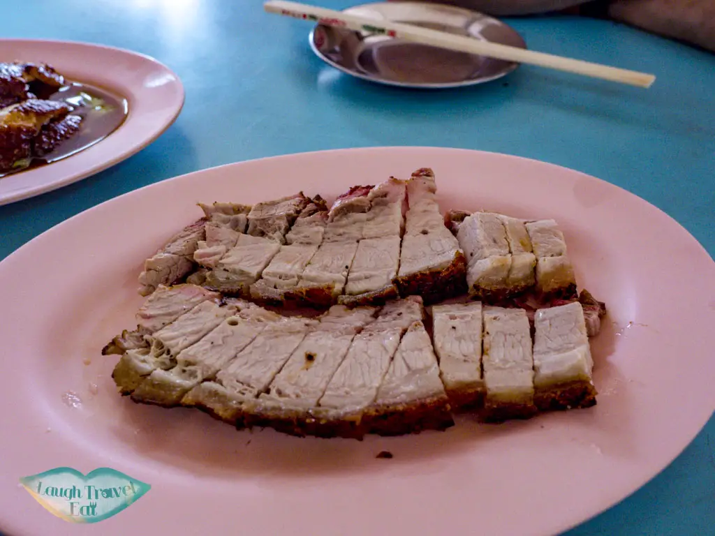 crispy pork belly jib kee bangkok thailand - laugh travel eat