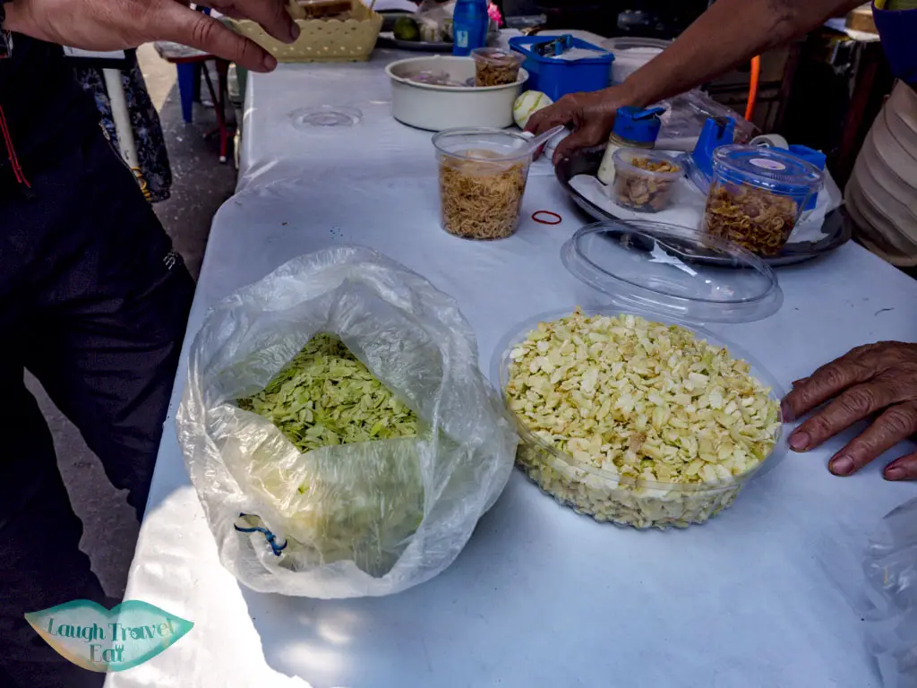 crispy rice snacks Nang Loeng Market bangkok thailand - laugh travel eat