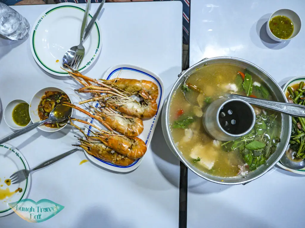 shrimps and spicy soup china town bangkok thailand - laugh travel eat
