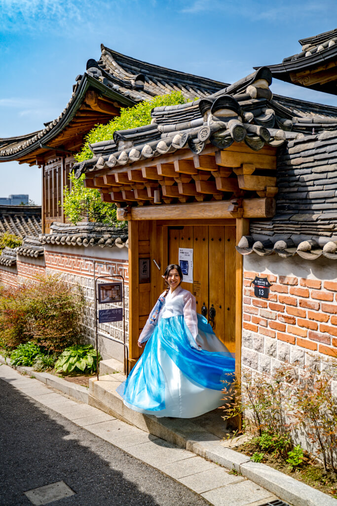hanboknam hanbok in buckhon hanok Seoul South Korea _ Laugh Travel Eat