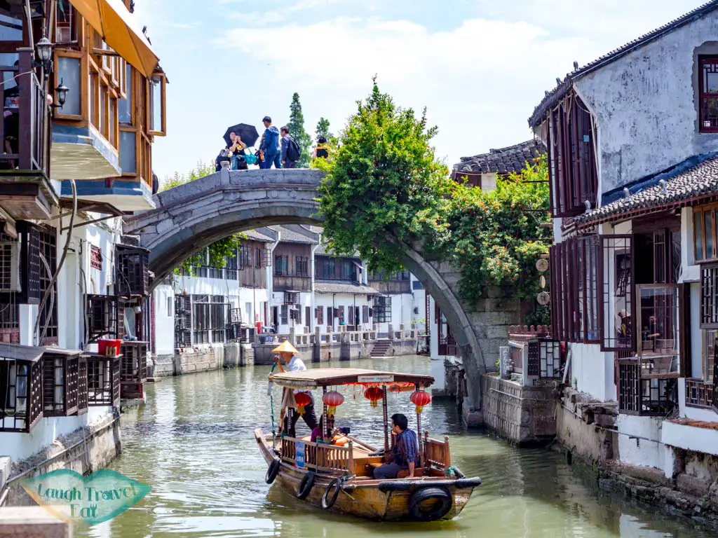 bridges and boats zhujiajiao water town shanghai china