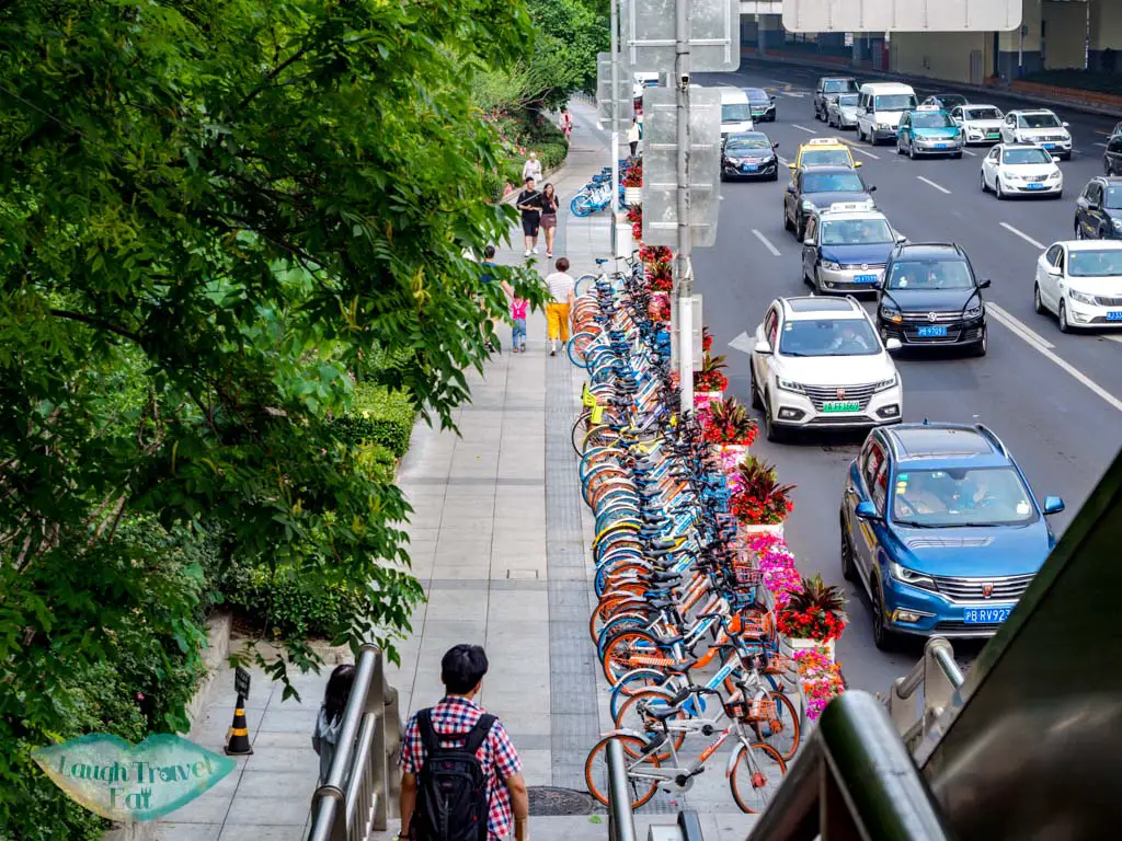 masses of sharebikes in Shanghai China