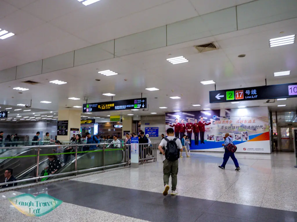Changing lines at Hongqiao Railway Station to Zhujiajiao Water Town Shanghai China