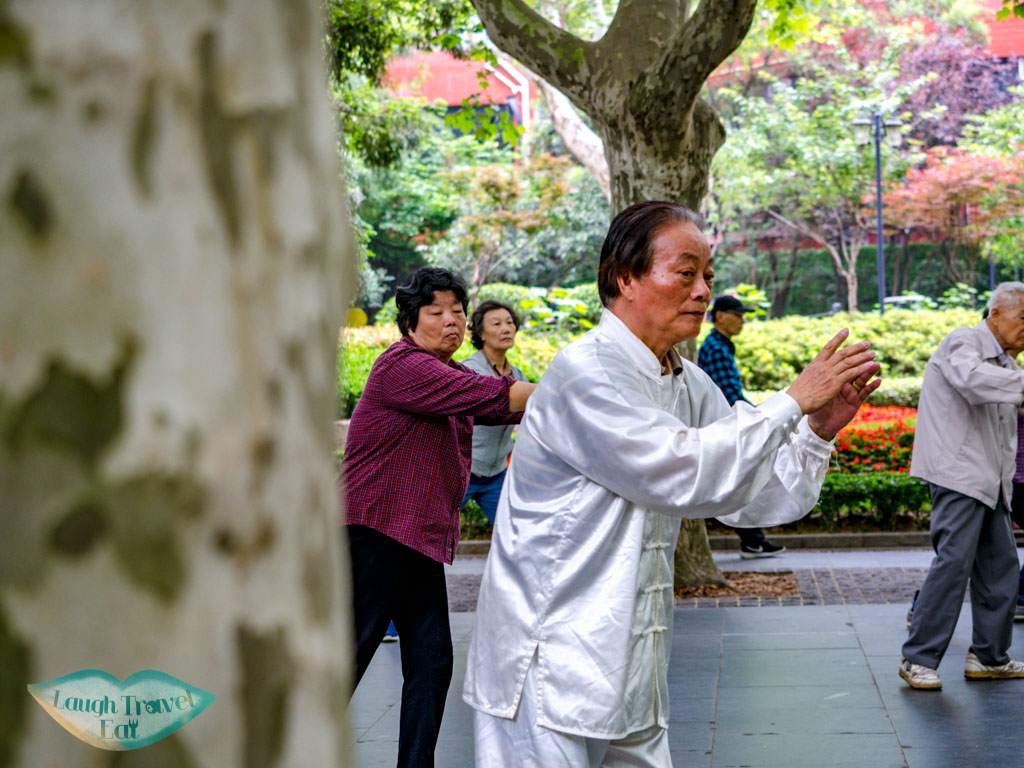 morning exercise at fuxing park shanghai china