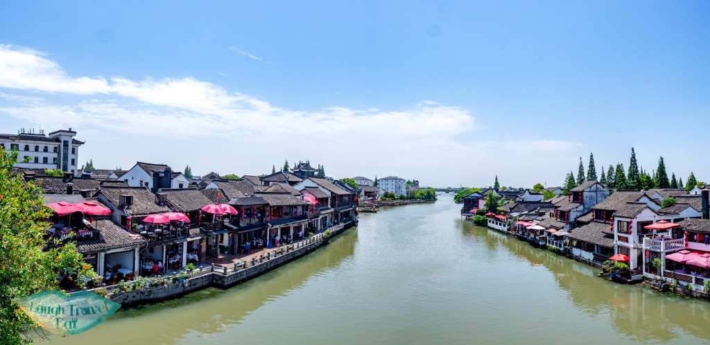 panorama of zhujiajiao from central bridge shanghai