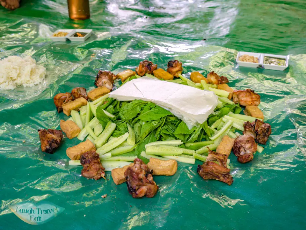 jungle boss lunch spread phong nha vietnam - laugh travel eat