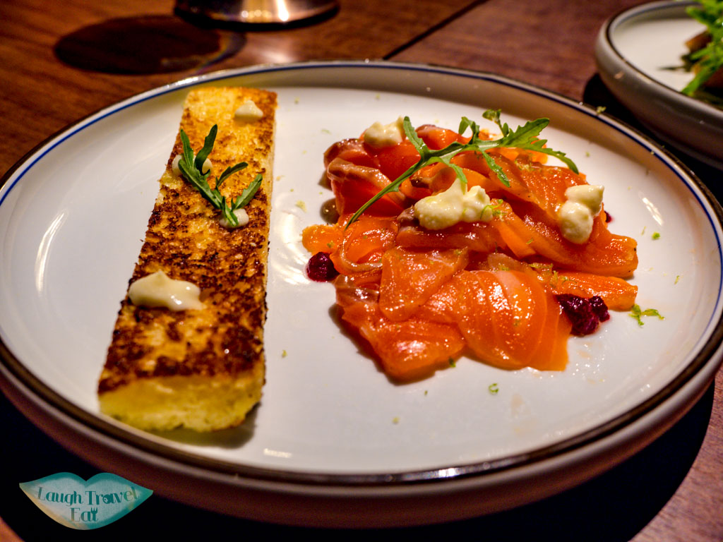 salmon starter f29 restaurant danang vietnam - laugh travel eat