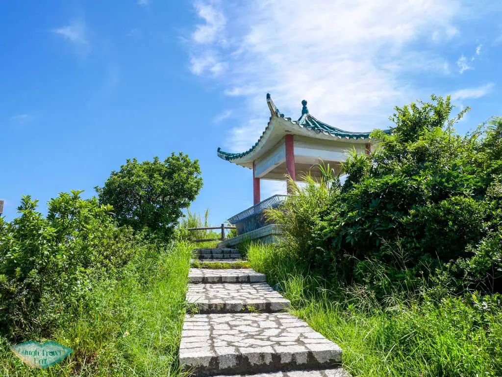 looking up at North lookout pavillion Cheung Chau, Hong Kong - Laugh Travel Eat