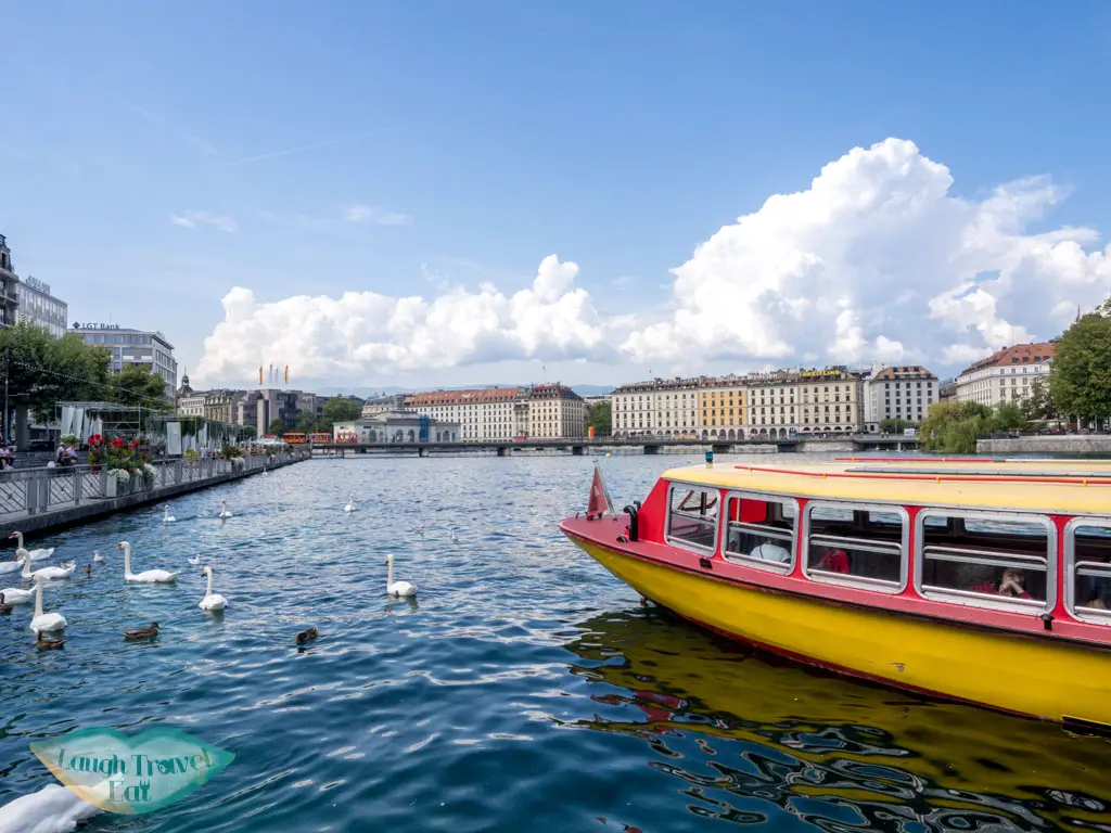 M1 ferry across lake geneva in geneva switzerland - laugh travel eat