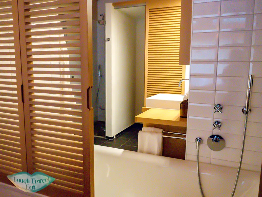 bathroom at cervo zermatt Switzerland - laugh travel eat