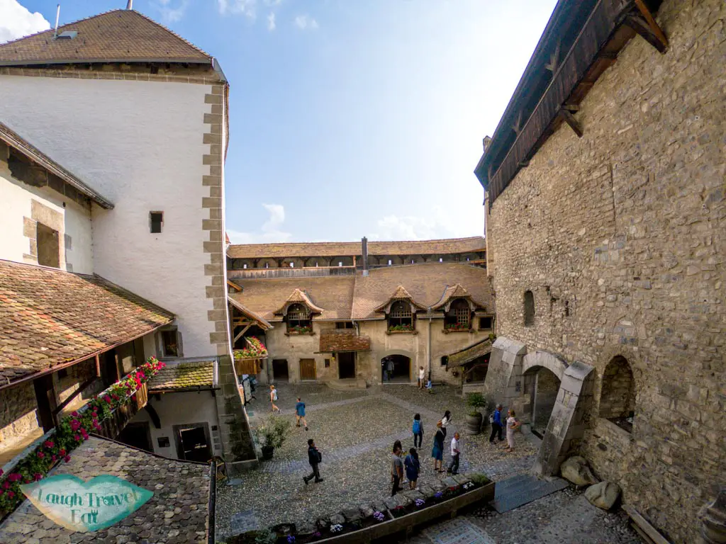 courtyard Chillon Castle switzerland - laugh travel eat