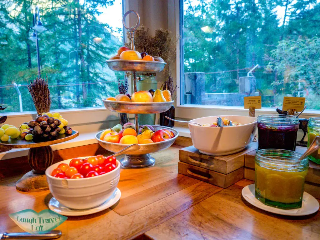 fruit and jam selection breakfast Cervo Zermatt Switzerland - laugh travel eat