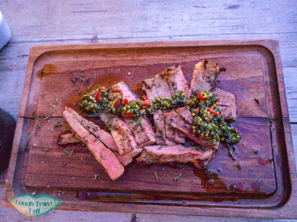 iberia pork main Cervo Puro Restaurant Zermatt Switzerland - laugh travel eat
