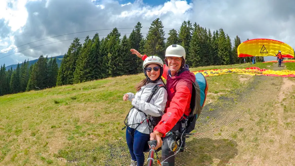 just before takeoff paragliding interlaken Switzerland - laugh travel eat