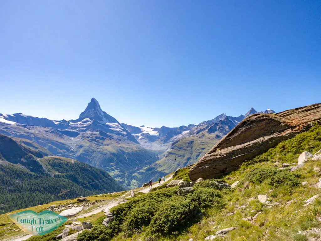 looking back from blauherd to stellisee zermatt switzerland - laugh travel eat