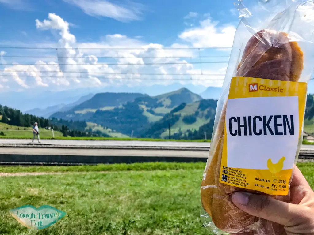 migros sandwich atop rigi lucerne Switzerland - laugh travel eat