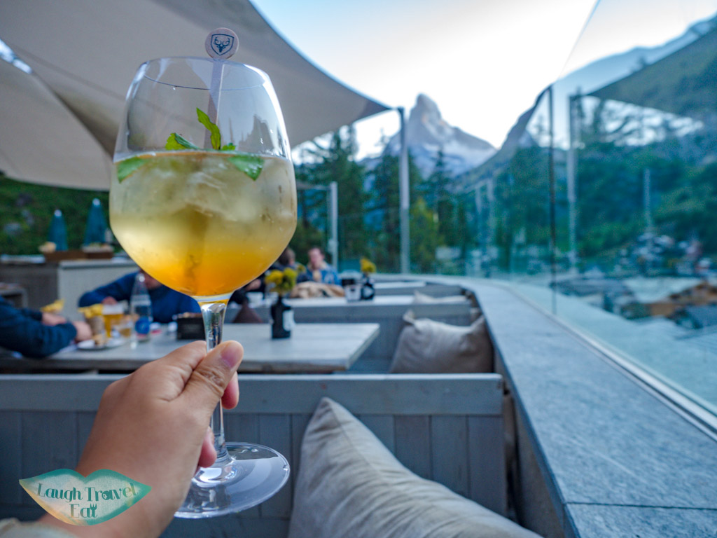 negroni aperitif Cervo Puro Restaurant Zermatt Switzerland - laugh travel eat