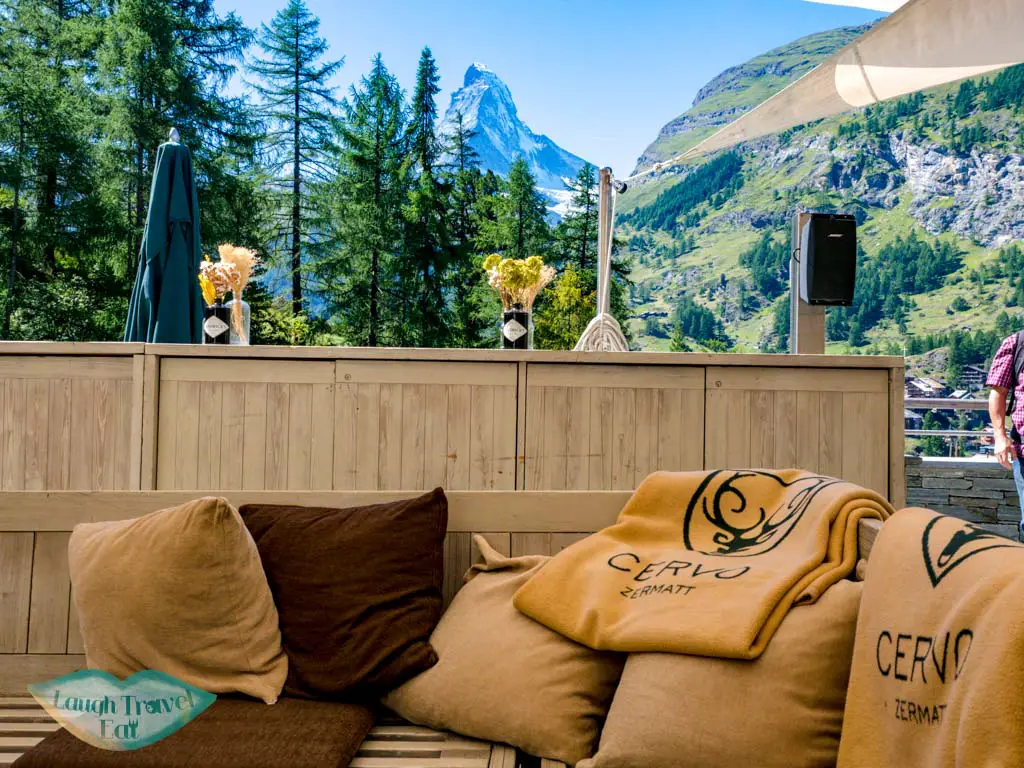 outdoor terrace Cervo Puro Zermatt Switzerland - laugh travel eat