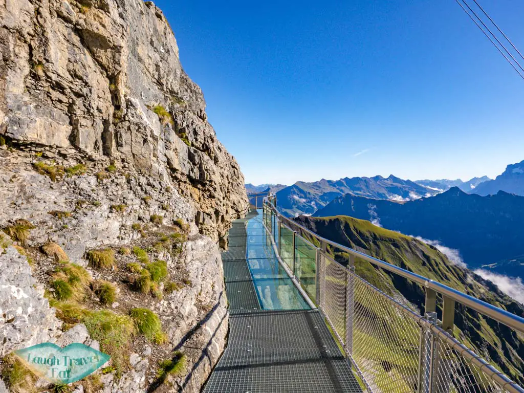 walking on thrill walk birg schilthorn switzerland - laugh travel eat