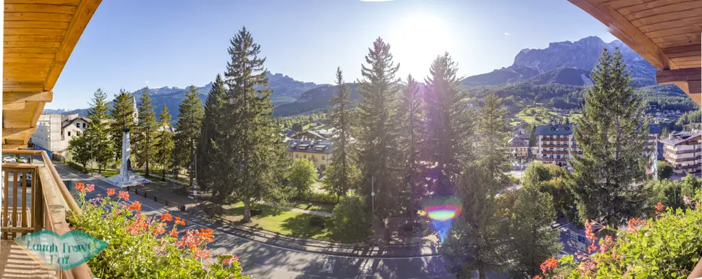 balcony view ciasa lorenzo cortina d'ampezzo dolomites italy - laugh travel eat
